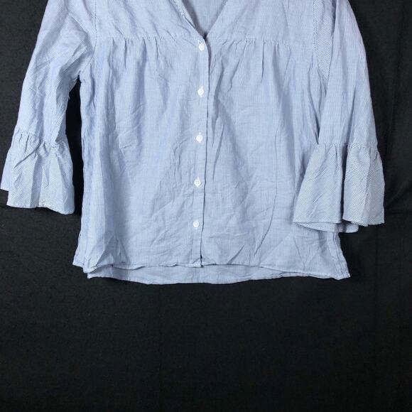 Madewell Womens Shirt Blue White Veranda Bell Sleeve Button Down XS - Picture 3 of 12